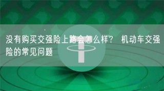没有购买交强险上路会怎么样? 机动车交强险的常见问题